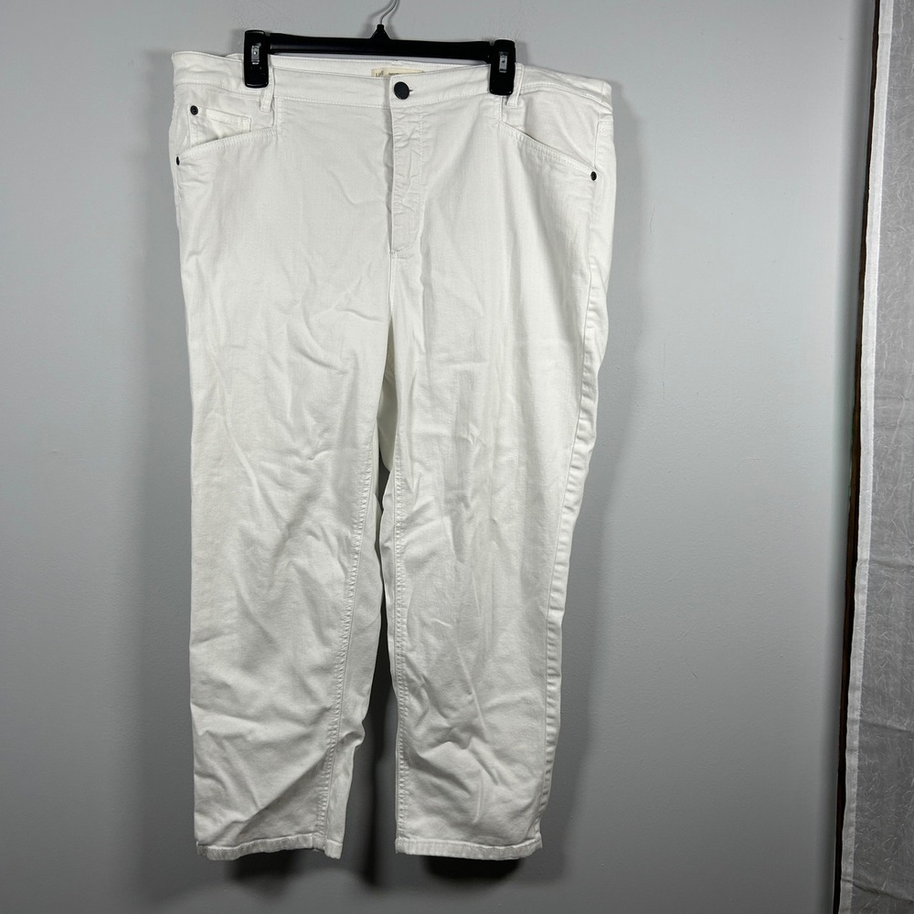 J. Jill Cropped Denim Women's 18 White Smooth Fit High Rise Straight Leg Jeans